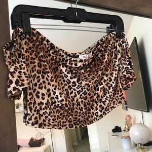 Cheetah print off the shoulder crop top